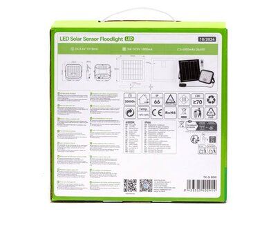 SOLAR LED VERSTRALER MET PIR SENSOR &amp; REMOTE 80W 800LM 6500K 
