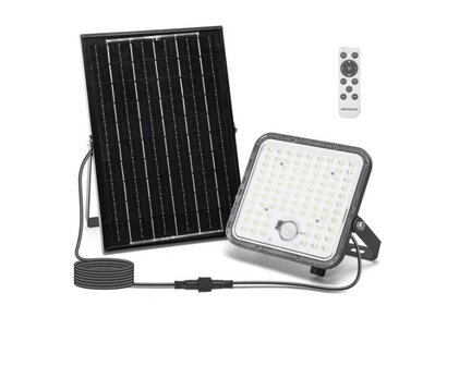 SOLAR LED VERSTRALER MET PIR SENSOR &amp; REMOTE 120W 1200LM 6500K 