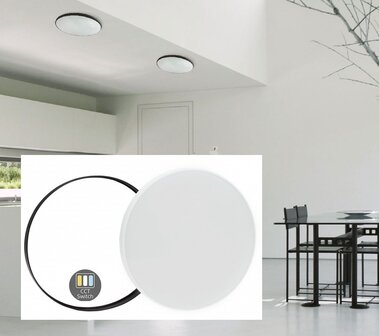 LED PLAFONDLAMP BLACK &amp; WHITE CCT IP54 230V 24W 3150LM 