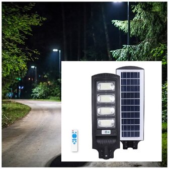 LED STRAATLAMP OP ZONNE-ENERGIE SENSOR/REMOTE 1100LM 6500K 