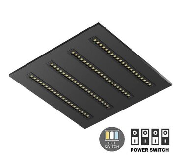 LED LOUVRE PANEEL ZWART 60X60CM UGR-16 POWER &amp; CCT-SWITCH 