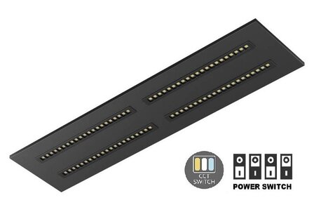 LED LOUVRE PANEEL ZWART 120X30CM UGR-16 POWER &amp; CCT-SWITCH 