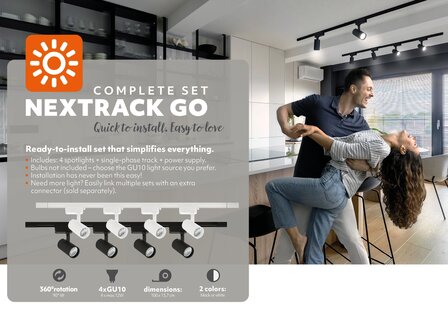 1-FASE TRACK SET NEXTRACK WHITE 1-METER - 4 X RAILSPOTS 