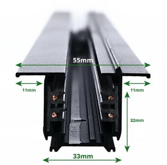 INBOUW 3-FASE RAIL TRACK ZWART 1-METER - 2-METER OF 3-METER