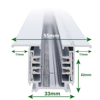 INBOUW 3-FASE RAIL TRACK WIT INBOUW 1-METER - 2-METER OF 3-METER