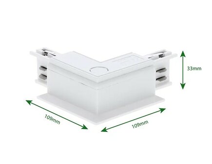 L-CONNECTOR INSIDE VOOR INBOUW 3-FASE RAIL WIT OF ZWART