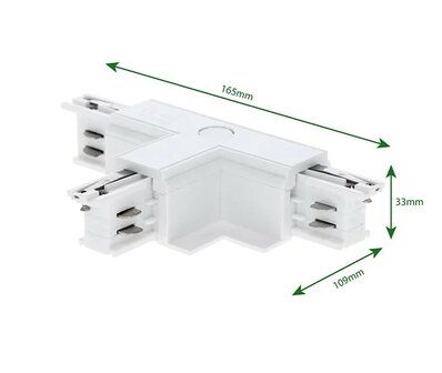 T-CONNECTOR LINKS-1 VOOR INBOUW 3-FASE RAIL WIT OF ZWART