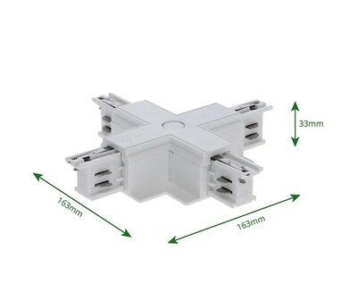 X-CONNECTOR VOOR INBOUW 3-FASE RAIL WIT OF ZWART