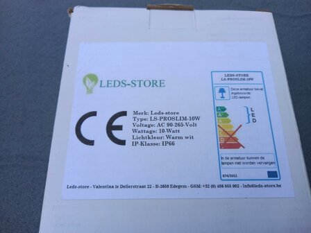 LED VERSTRALER PROSLIM IP66 10W=75W WARM WIT 