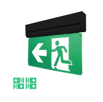 LED NOODLAMP WAND &amp; PLAFOND ZWART 4 PICTOGRAMMEN 3,5W 150LM 