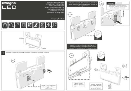 LED TWIN SPOT NOODVERLICHTING IP65 5W 500LM SELF-TEST 