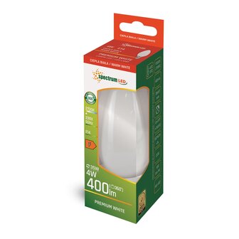LED FILAMENT KAARSLAMP C35 MAT GLAS 230V E14 4W 410LM 4000K  