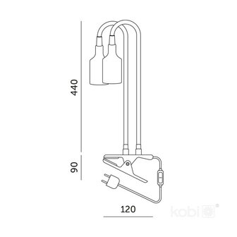 KLEMSPOT CLIPY-DUO ZWART E27 1,7M KABEL MET STEKKER/SCHAKELAAR 