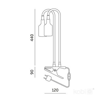 KLEMSPOT CLIPY-DUO WIT E27 1,7M KABEL MET STEKKER/SCHAKELAAR 