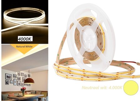 COB LED STRIP IP65 24V/DC 10W/M. CRI-90 4 LICHTKLEUREN