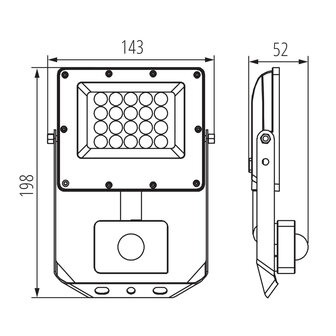 LED VERSTRALER MET SENSOR 230V 20W 3000K/4000K/6500K