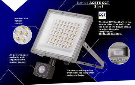 LED VERSTRALER MET SENSOR 230V 30W 3000K/4000K/6500K