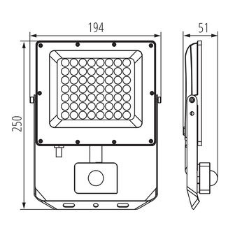 LED VERSTRALER MET SENSOR 230V 50W 3000K/4000K/6500K
