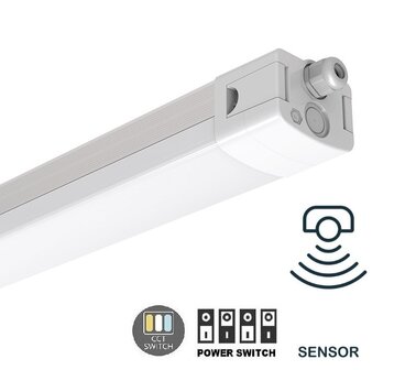 LED TRI-PROOF MET SENSOR 150CM IP65 IK10 POWER &amp; CCT-SWITCH 