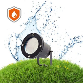 TUINSPOT MET GRONDPIN ALUMINIUM/GLAS IP65 230V GU10