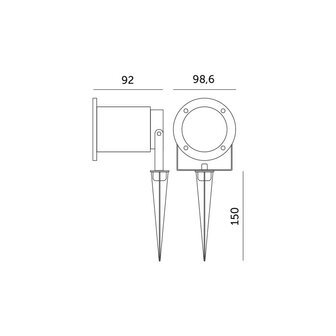 TUINSPOT MET GRONDPIN ALUMINIUM/GLAS IP65 230V GU10