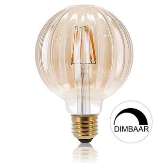 LED FILAMENT G95 GLOBE AMBER DIMBAAR E27 5W 363LM 2000K  