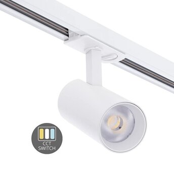 1-FASE LED RAILSPOT WIT DIMBAAR 230V 10W 770LM CCT SWITCH