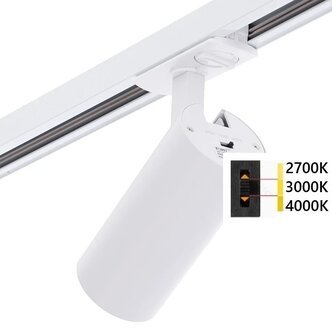 1-FASE LED RAILSPOT WIT DIMBAAR 230V 10W 770LM CCT SWITCH