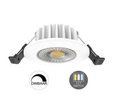 LED INBOUWSPOT SLIM WIT IP65 38&deg;/60&deg; CCT-SWITCH 6W 600LM 