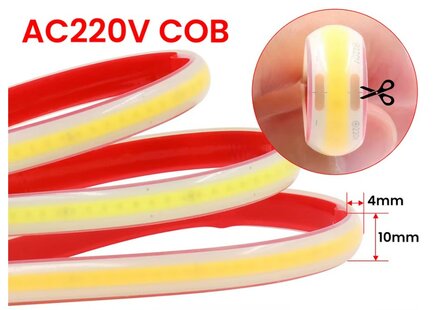 230V COB LED STRIP MET DIMMER IP67 5-METER 3000K WARM WIT 