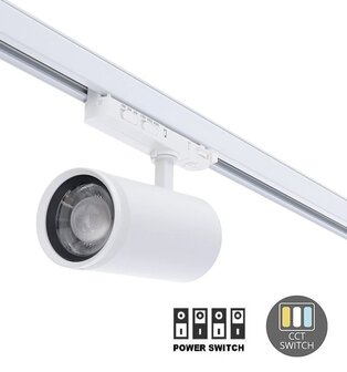 LED 3-FASE RAILSPOT ZOOM 15&deg;-55&deg; POWER- &amp; CCT-SWITCH 