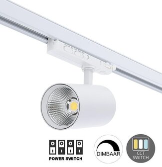 LED 3-FASE RAILSPOT DIM POWER- &amp; CCT-SWITCH WHITE