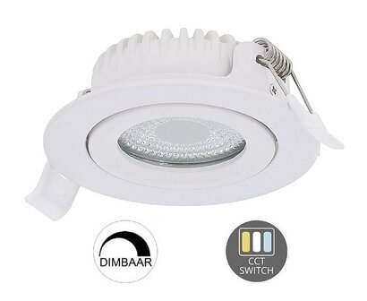LED INBOUWSPOT SLIM IP65 DIMBAAR &amp; CCT-SWITCH 6W 400LM WIT 