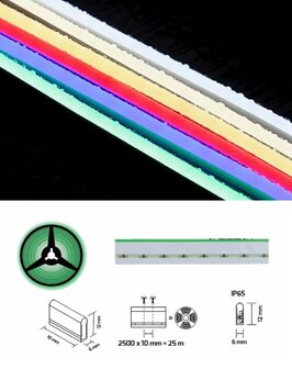 LED NEON STRIP IP65 6x12MM 25M 24V/DC 12W/M GROEN
