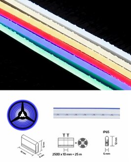 LED NEON STRIP IP65 6x12MM 25M 24V/DC 12W/M BLAUW