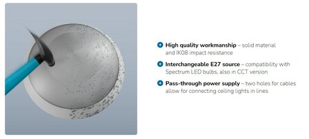 PLAFONDLAMP OMNI WHITE SENSOR IP65 IK08 230V E27 