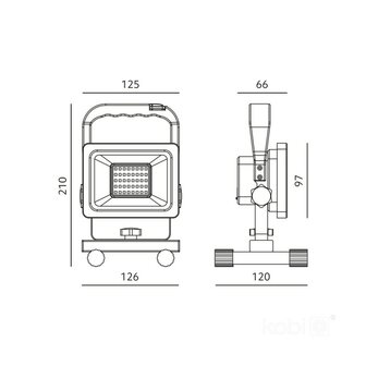LED ACCU WERKLAMP BOUWLAMP IP65 20W 1600LM 4000K