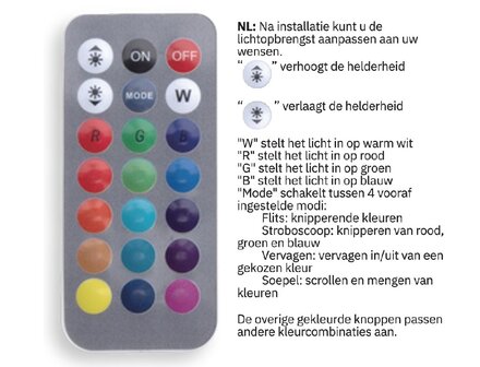 RGB+W LED VERSTRALER + REMOTE IP65 50W MULTICOLOR &amp; WARM WIT