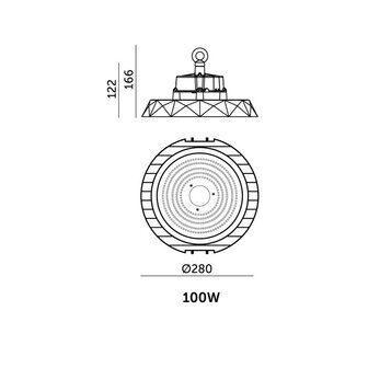 LED HIGH BAY ANICA DALI 100W IP65 IK09 18000LM 4000K