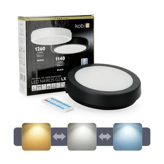 LED PLAFONDLAMP NAIROS SENSOR/REMOTE BLACK IP65 12W 1840LM CCT