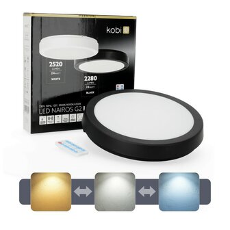 LED PLAFONDLAMP NAIROS SENSOR/REMOTE BLACK IP65 24W 3568LM CCT