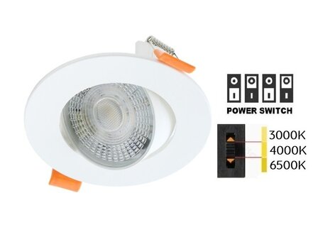 LED INBOUWSPOT ECO WIT POWER- &amp; CCT-SWITCH IP20