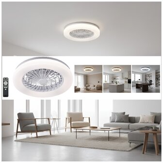 LED PLAFONDLAMP MET VENTILATOR 24W+15W CCT-SWITCH WIT 