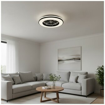 LED PLAFONDLAMP MET VENTILATOR 48W+15W CCT-SWITCH ZWART