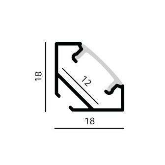 ALUMINIUM HOEKPROFIEL ZWART - LED STRIP TOT 12-MM