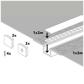 ALUMINIUM PLEISTERPROFIEL ALU - LED STRIP TOT 12-MM