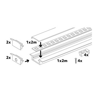 ALUMINIUM INBOUWPROFIEL WIT - LED STRIP TOT 12-MM