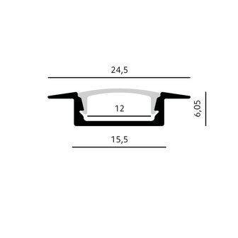 ALUMINIUM INBOUWPROFIEL WIT - LED STRIP TOT 12-MM
