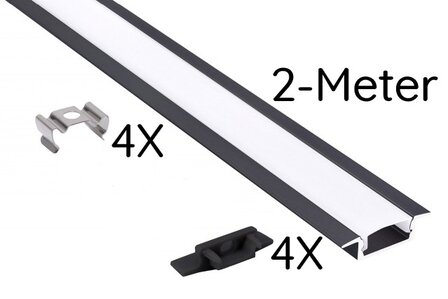 ALUMINIUM INBOUWPROFIEL ZWART - LED STRIP TOT 12-MM