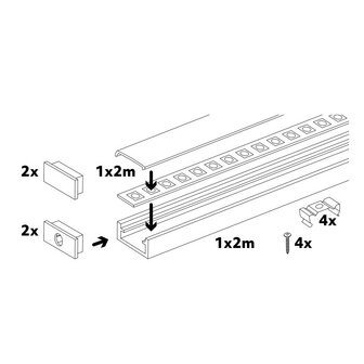 ALUMINIUM PROFIEL ALU - LED STRIP TOT 12-MM